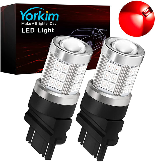 Yorkim 3157 LED Bulb Red 3157 led brake light bulb, 3157a led bulb 3156 led red lights 3056 3057 4157 bulb led 3157 Replacement Lamp for Stop Lights Brake Lights Tail Light Bulbs, pack of 2