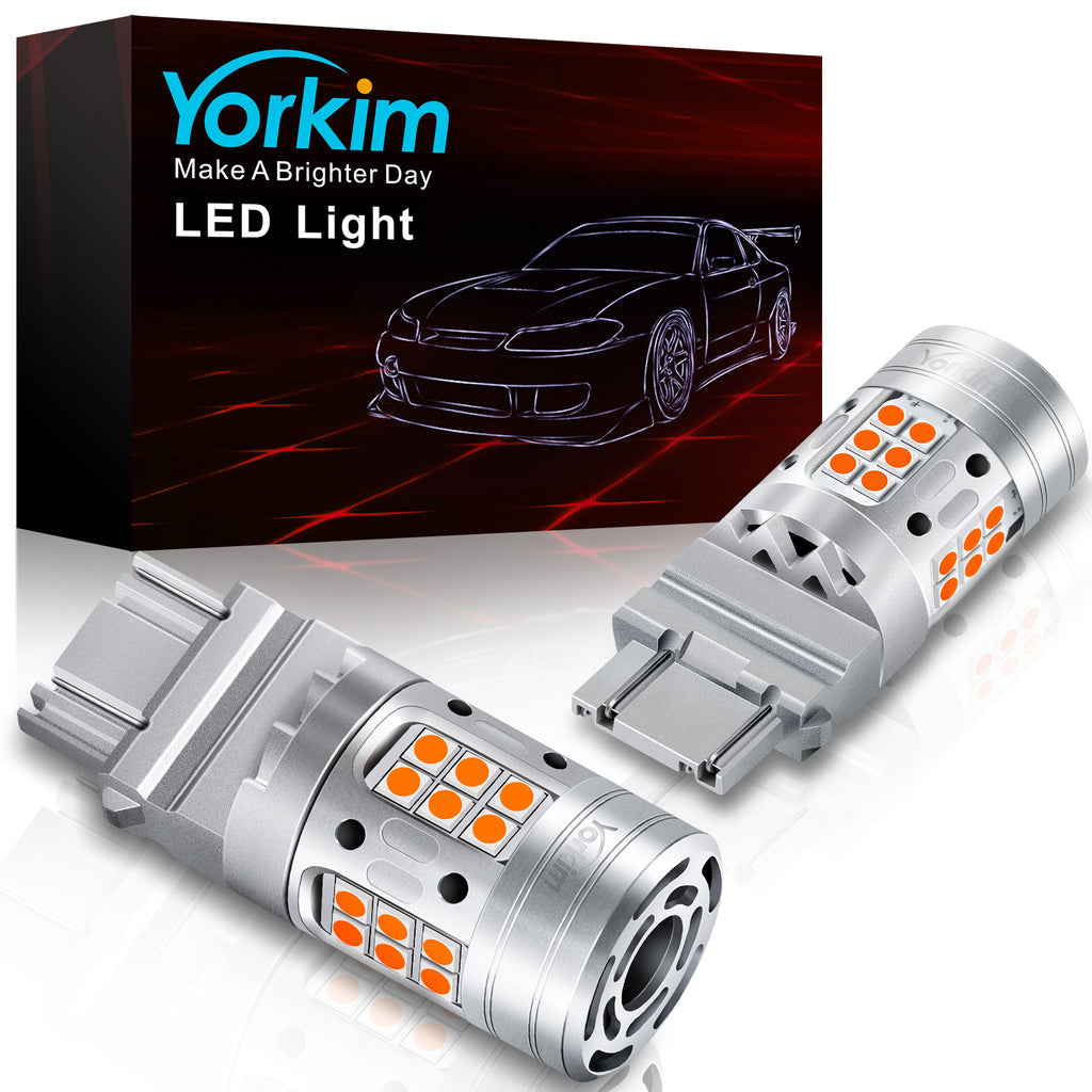 Yorkim 7440 LED Bulb Amber with cooling fan, 7443 led bulb amber turn