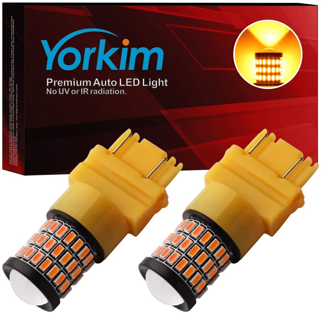 Yorkim 3157 Led Bulb Amber Ultra Bright, 3157 Led Brake Lights, 3157 Led Backup Reverse Lights, 3156 Led Tail Lights with Projector-3056 3156 3057 4057 4157 T25 Led Bulbs