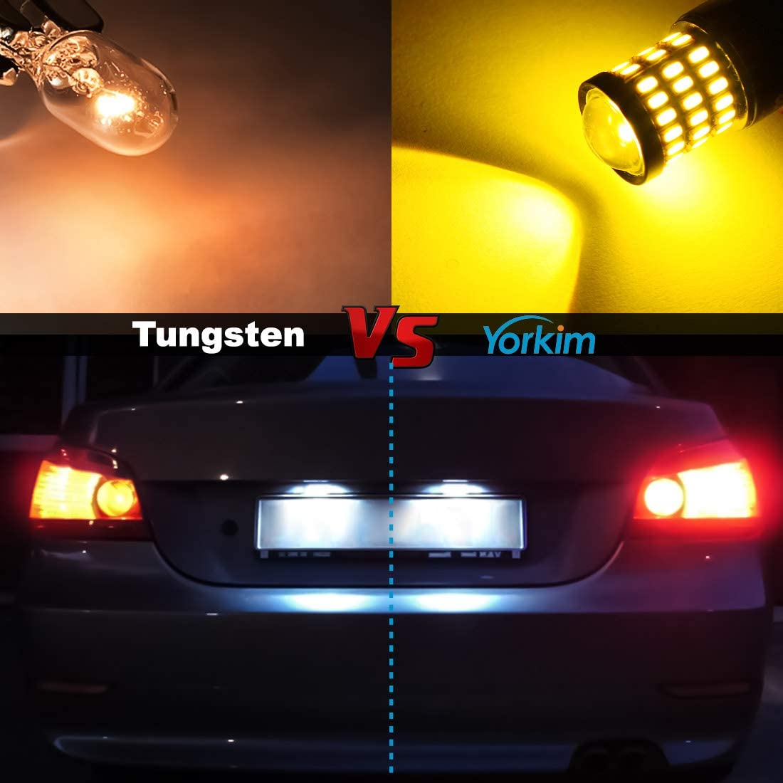 Yorkim 3157 Led Bulb Amber Ultra Bright, 3157 Led Brake Lights, 3157 Led Backup Reverse Lights, 3156 Led Tail Lights with Projector-3056 3156 3057 4057 4157 T25 Led Bulbs