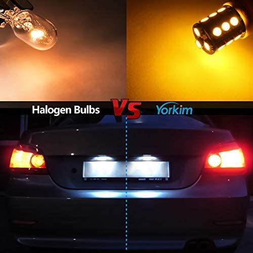 Yorkim 3157 LED Light Bulbs Amber Super Bright, 3056 3156 3156A 3057 4057 3157 4157 T25 LED Bulbs for Brake Lights, Backup Reverse Lights, Reverse Tail Lights