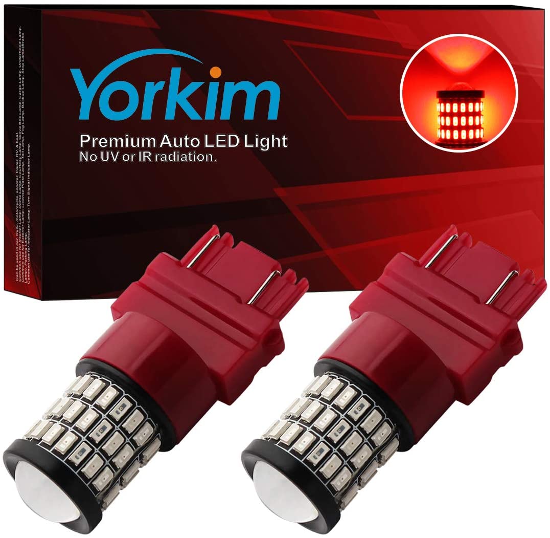 Yorkim 3157 Led Bulb Red Ultra Bright, 3157 Led Brake Lights, 3157 Led Backup Reverse Lights, 3156 Led Tail Lights with Projector-3056 3156 3057 4057 4157 T25 Led Bulbs