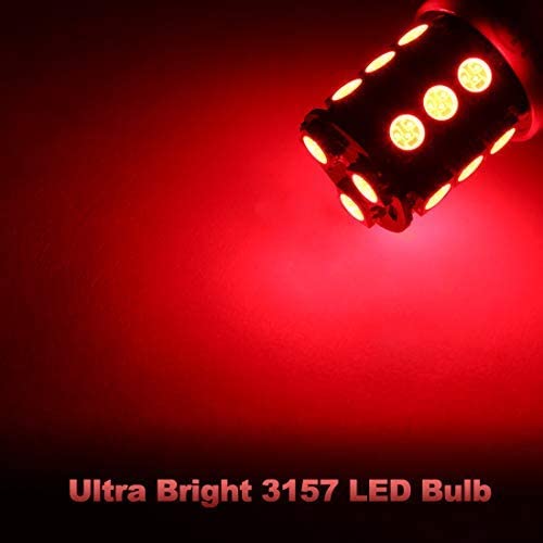 Yorkim 3157 LED Light Bulbs Red Super Bright, 3056 3156 3156A 3057 4057 3157 4157 T25 LED Bulbs for Brake Lights, Backup Reverse Lights, Reverse Tail Lights