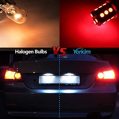 Yorkim 3157 LED Light Bulbs Red Super Bright, 3056 3156 3156A 3057 4057 3157 4157 T25 LED Bulbs for Brake Lights, Backup Reverse Lights, Reverse Tail Lights