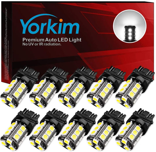 Yorkim 3157 LED Light Bulbs White Super Bright, 3056 3156 3156A 3057 4057 3157 4157 T25 LED Bulbs for Brake Lights, Backup Reverse Lights， Reverse Tail Lights