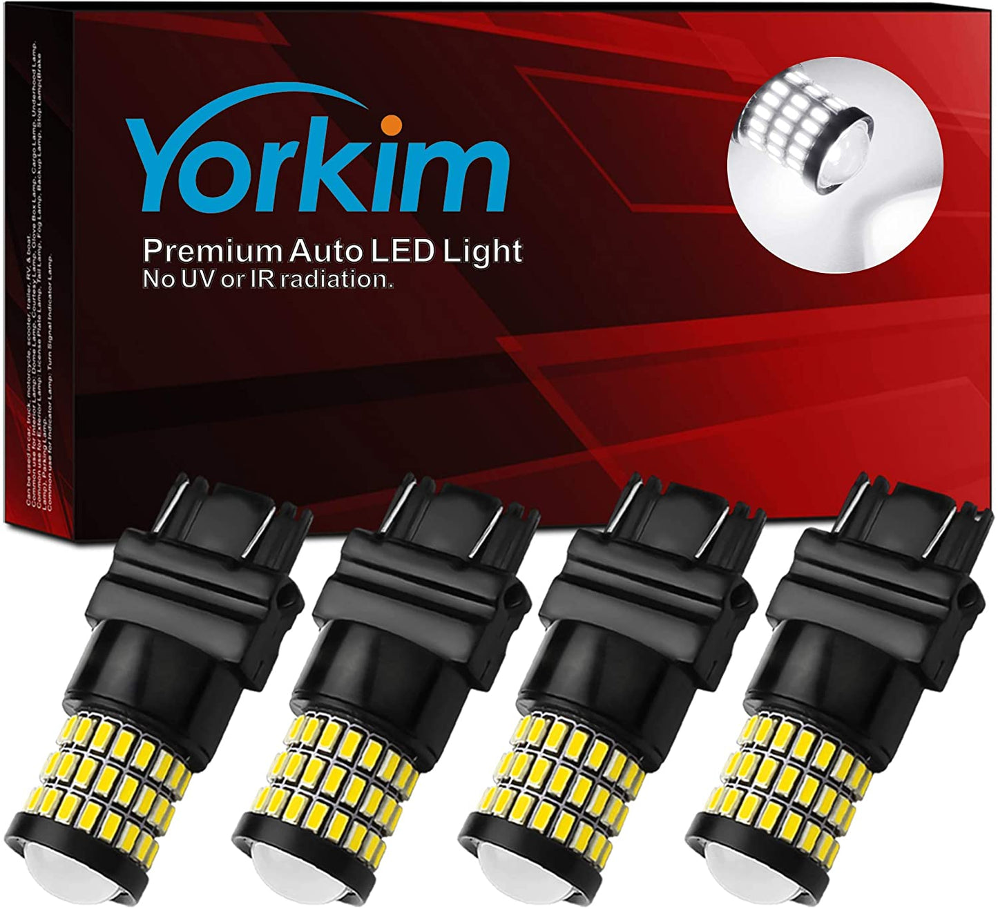 Yorkim 3157 Led Bulb White Ultra Bright, 3157 Led Brake Lights, 3157 Led Backup Reverse Lights, 3156 Led Tail Lights with Projector-3056 3156 3057 4057 4157 T25 Led Bulbs