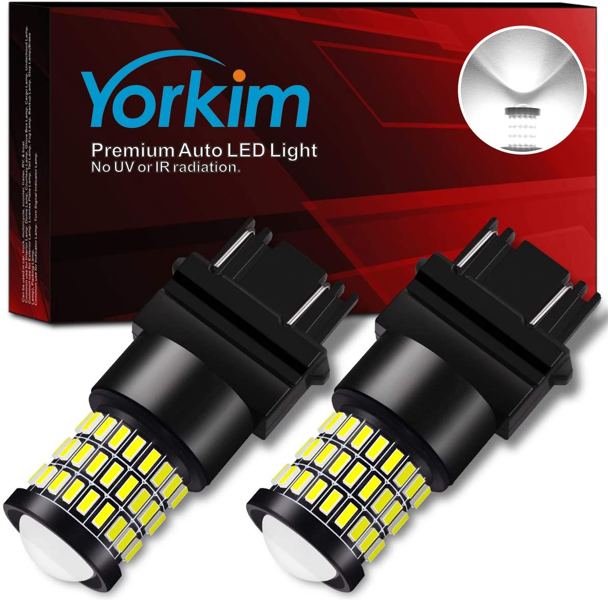 Yorkim 3157 Led Bulb White Ultra Bright, 3157 Led Brake Lights, 3157 Led Backup Reverse Lights, 3156 Led Tail Lights with Projector-3056 3156 3057 4057 4157 T25 Led Bulbs