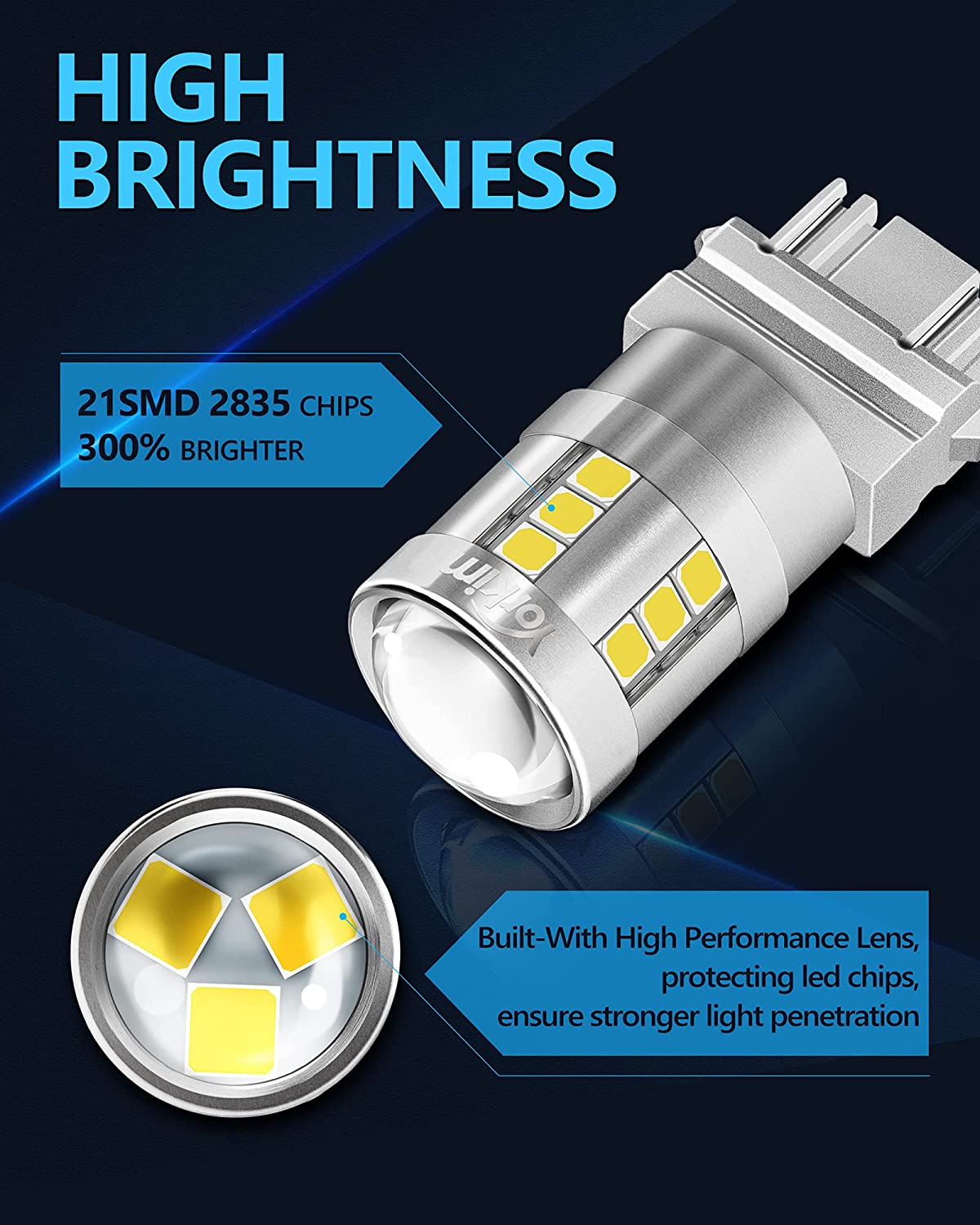 Yorkim 3157 LED Bulb White, 6500K high brightness 3156 led bulb with projector 3057 3056 3457 4157 bulb led Replacement Lamp for Turn Signal Reverse Brake Tail Lights or Day Running Light