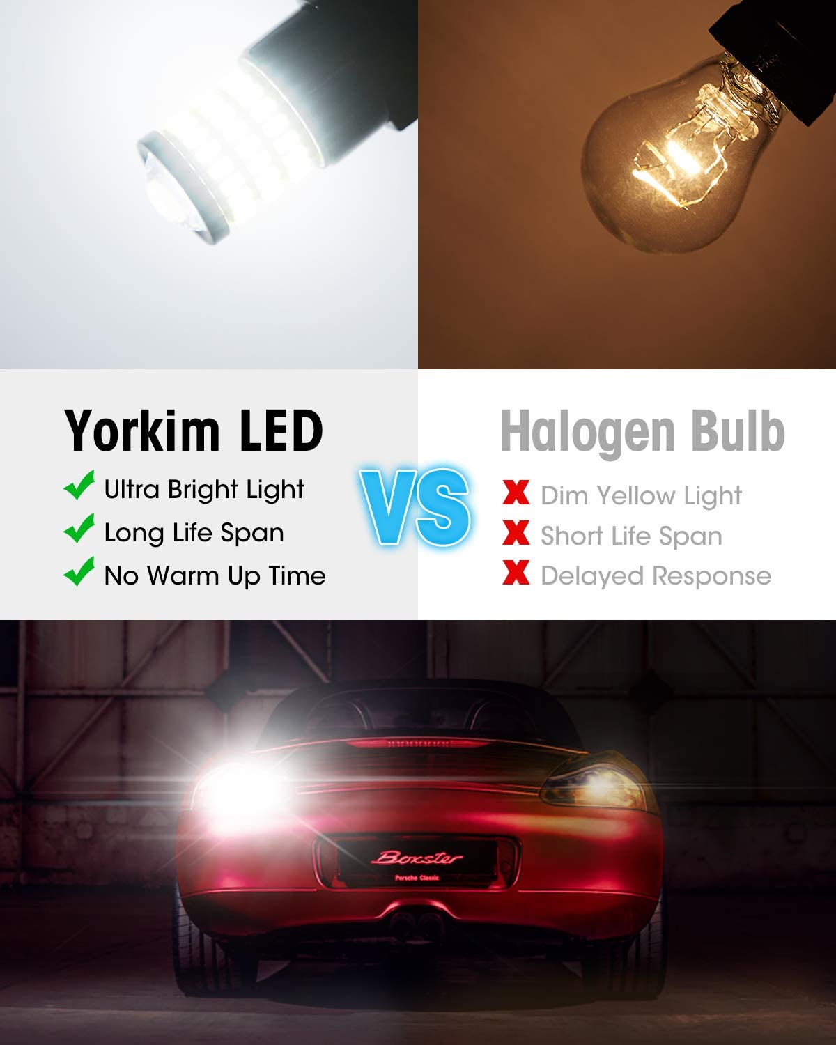 Yorkim 3157 Led Bulb White Ultra Bright, 3157 Led Brake Lights, 3157 Led Backup Reverse Lights, 3156 Led Tail Lights with Projector-3056 3156 3057 4057 4157 T25 Led Bulbs