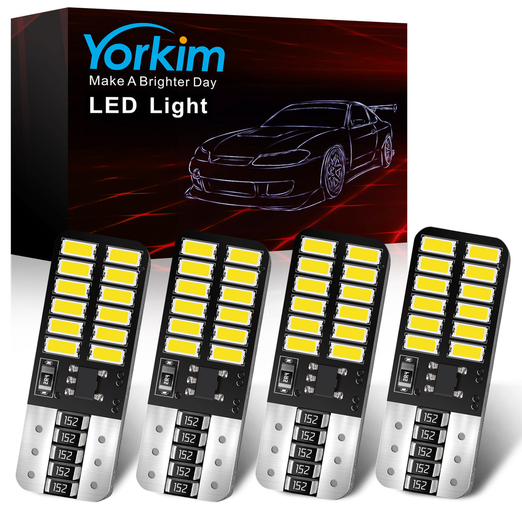 YORKIM 194 LED BULB WHITE, INTERIOR LIGHTS FOR W5W 168 2825 T10