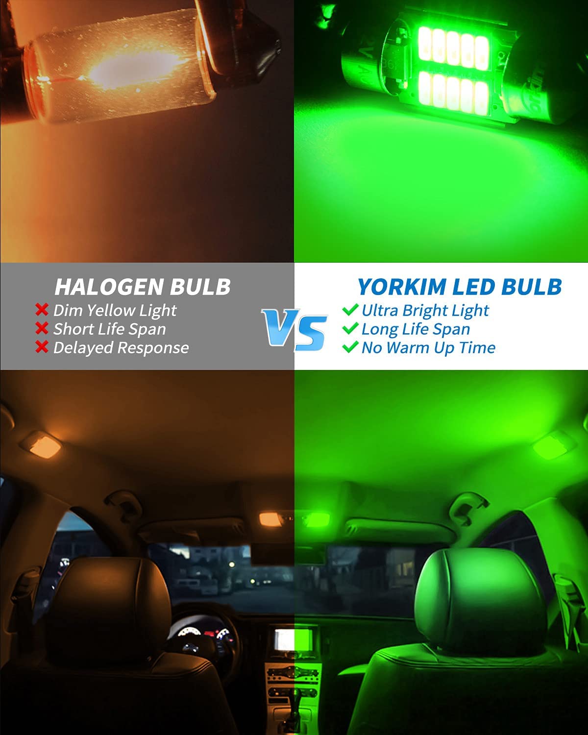 Yorkim DE3022 LED Bulb 31mm Festoon LED Bulb 3022 LED For Car Interior dome map Lights