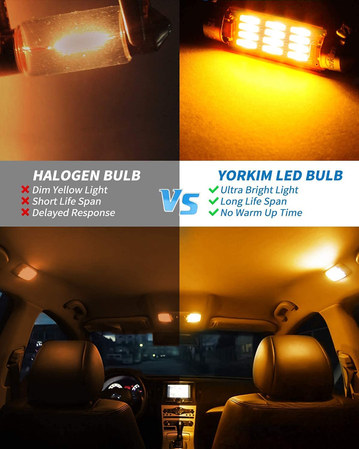 Yorkim 6418 LED Bulb Canbus Error Free 36mm Festoon LED Bulb C5W LED Bulb