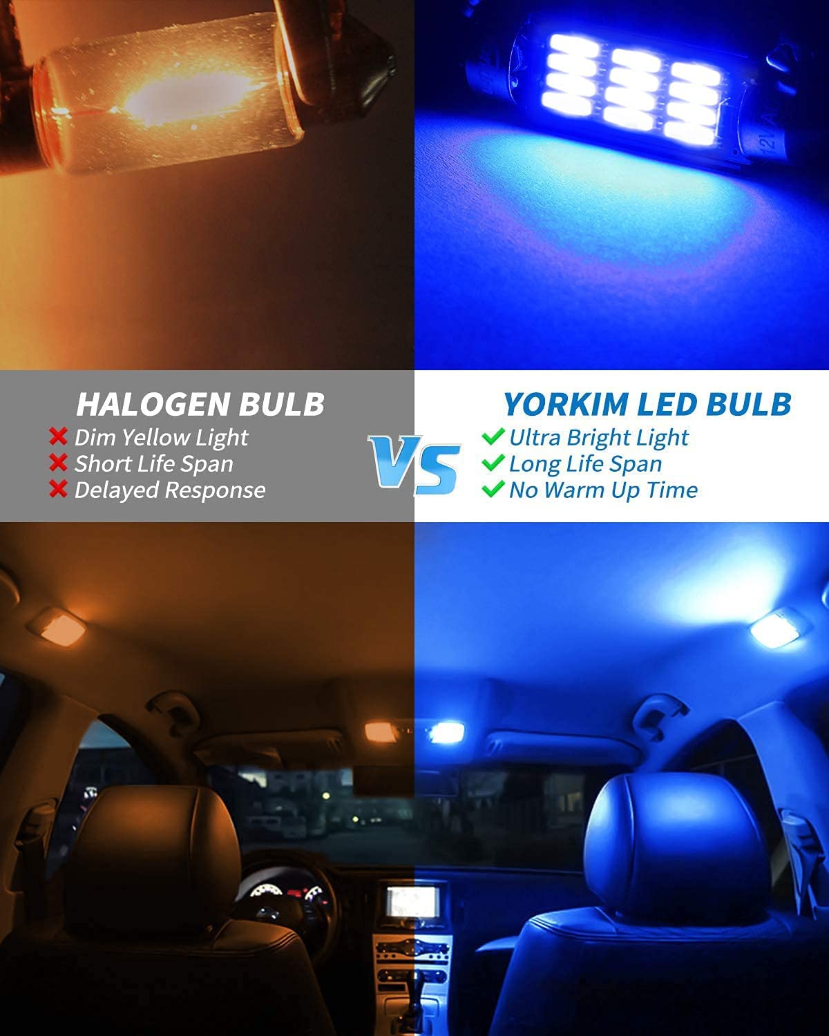 Yorkim 6418 LED Bulb Canbus Error Free 36mm Festoon LED Bulb C5W LED Bulb