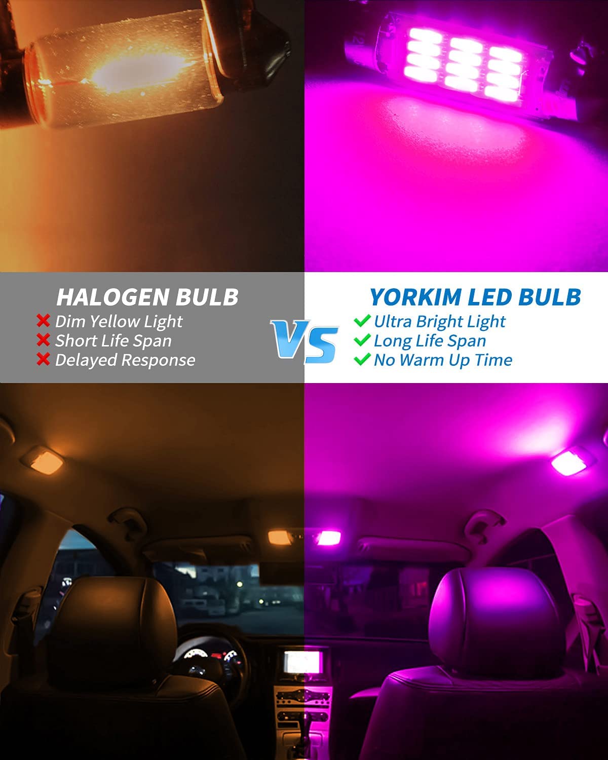 Yorkim 6418 LED Bulb Canbus Error Free 36mm Festoon LED Bulb C5W LED Bulb