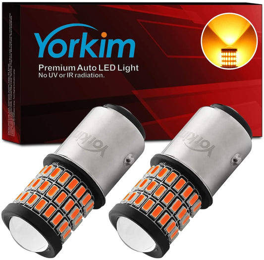 Yorkim 1157 LED Bulb 2057 2357 7528 BAY15D for Brake,Back Up,Reverse,Tail Lights, Pack of 2 (Amber)