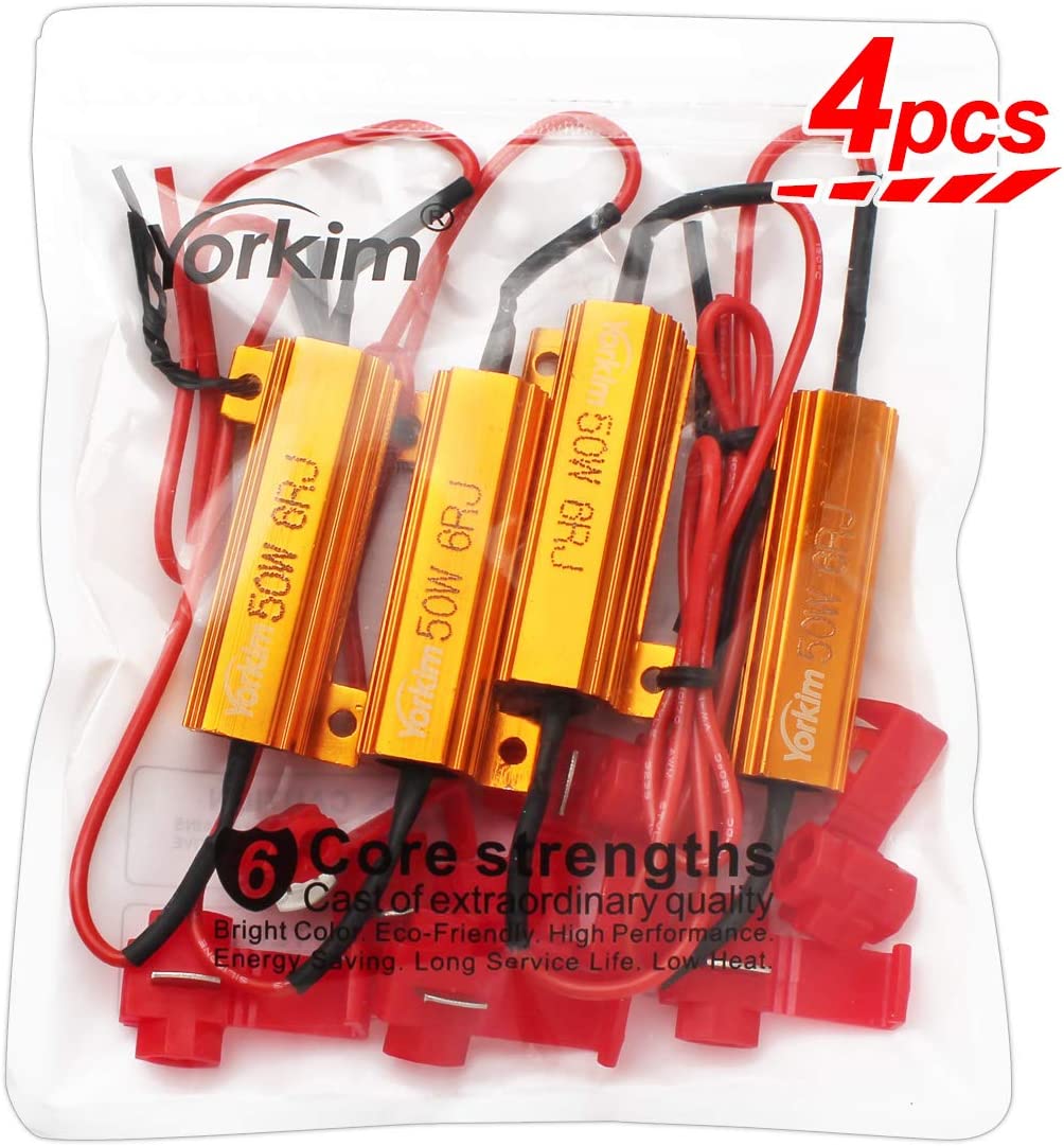 Yorkim 50W 6ohm Load Resistors for 3157/7443/1157 Fix LED Bulb Hyper Flash & Error Message